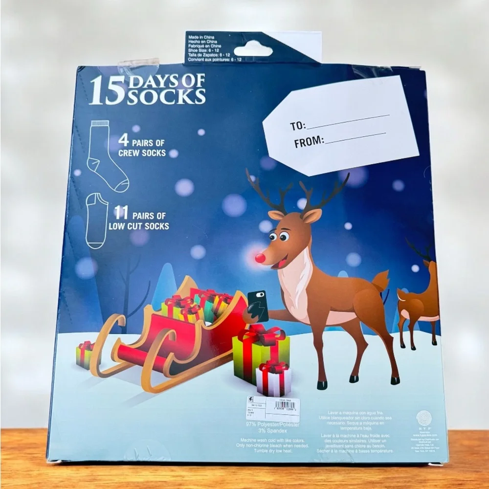 Christmas 15 Days of Socks Advent Calendar  15 Pair Mens Socks) NIB